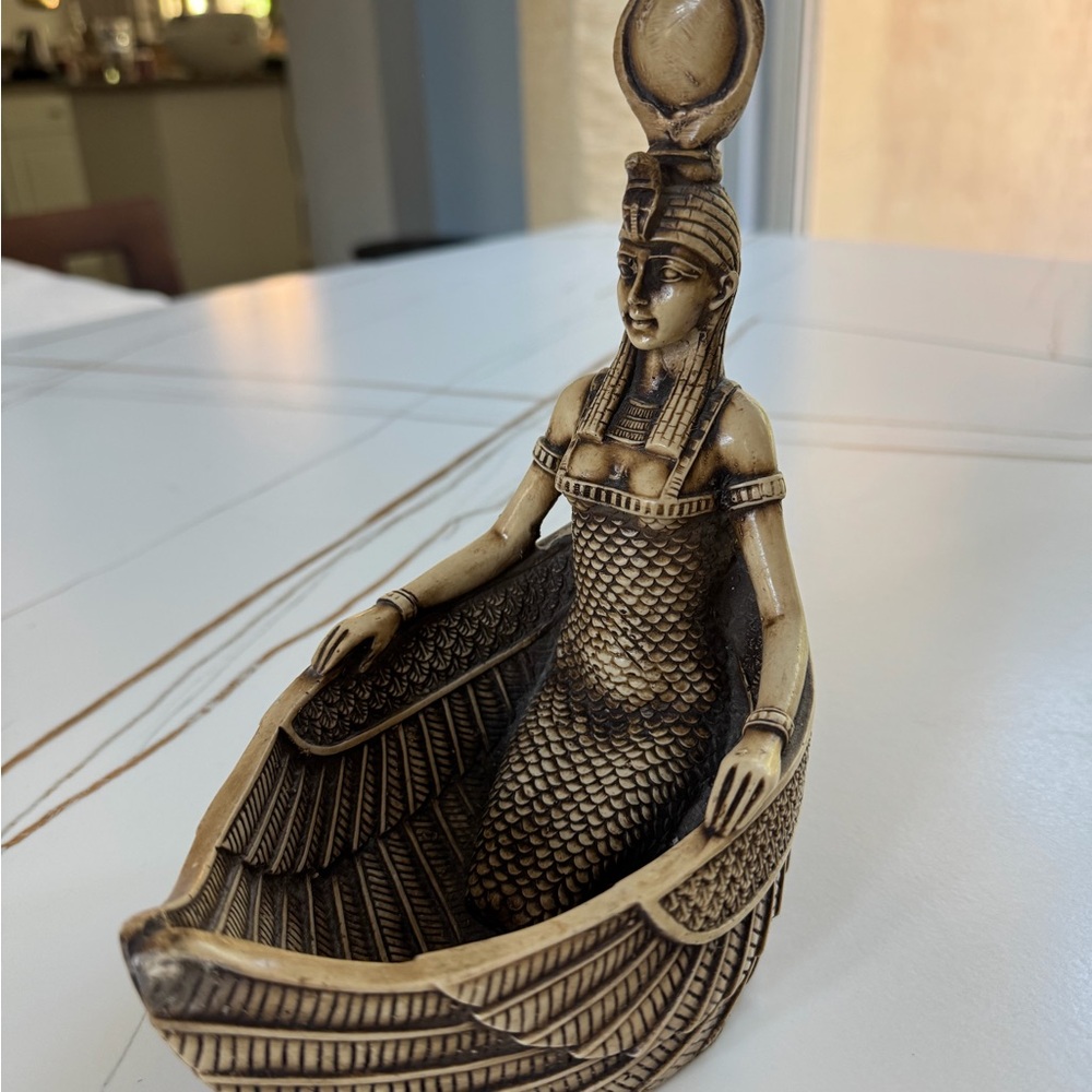 Ancient Egyptian Goddess Figurine in Tan and Brown